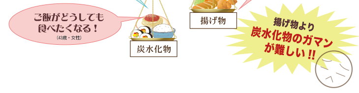 ご飯がどうしても食べたくなる。揚げ物より炭水化物のガマンが難しい！